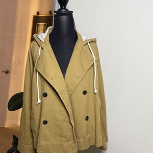 FREE ASSEMBLY Stylish Tan Hooded Trench Coat for Women
